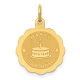 14K Polished Satin Engraveable HAPPY BIRTHDAY Charm