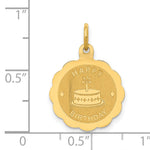 14K Polished Satin Engraveable HAPPY BIRTHDAY Charm