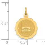 14K Polished Satin Engraveable HAPPY BIRTHDAY Charm