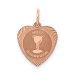 14k Rose Gold Holy Communion Heart Charm