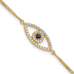 14k  A Diamond/Sapphire Evil Eye w/ 1in Ext.Bracelet