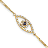 14k  A Diamond/Sapphire Evil Eye w/ 1in Ext.Bracelet