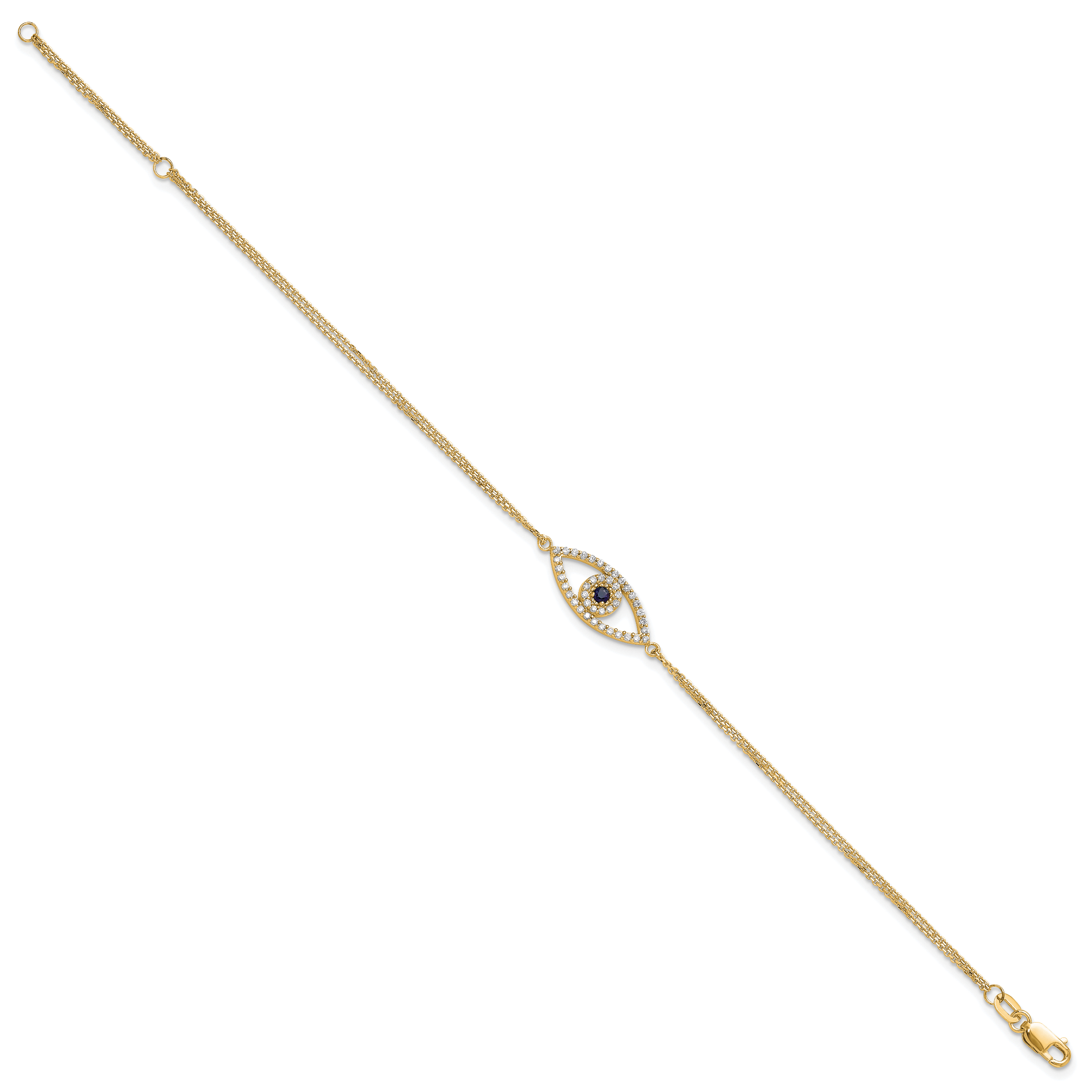 14k  A Diamond/Sapphire Evil Eye w/ 1in Ext.Bracelet