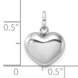 14k White Gold 3D Puffed Heart Pendant