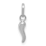 14k White Gold 3D Italian Horn Charm