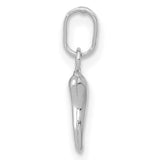14k White Gold 3D Italian Horn Charm