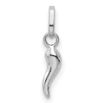 14k White Gold 3D Italian Horn Charm