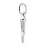 14k White Gold 3D Italian Horn Charm