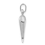 14k White Gold 3D Italian Horn Charm