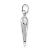 14k White Gold 3D Italian Horn Charm