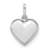 14K White Gold Polished 3-D Heart Pendant
