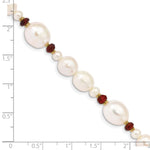 14K White Freshwater Cultured Pearl Faceted 4.0 Garnet Bead Bracelet