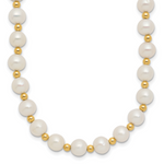 14K 6-7mm White Near Round FW Cultured Pearl Bead Necklace