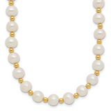 14K 6-7mm White Near Round FW Cultured Pearl Bead Necklace