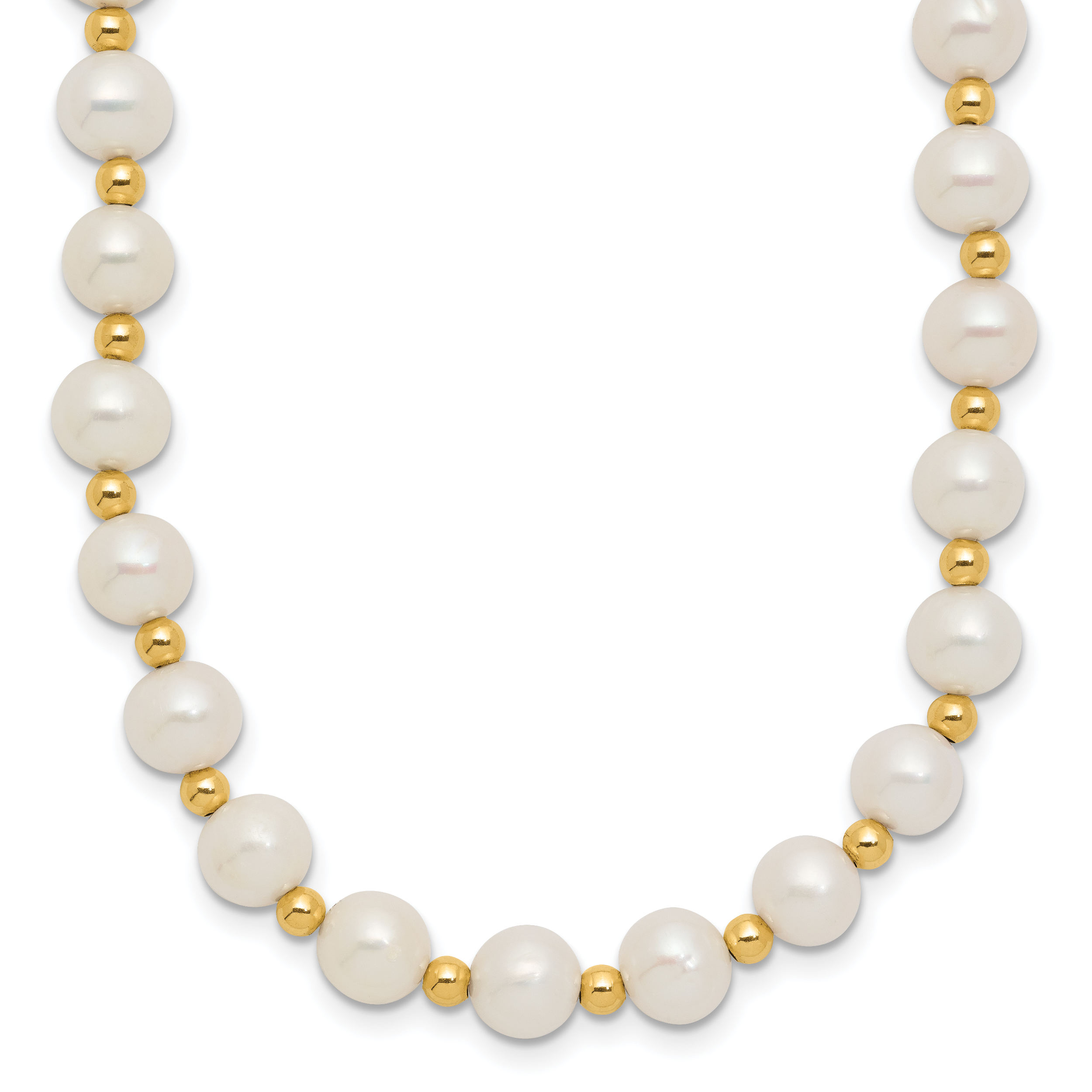 14K 6-7mm White Near Round FW Cultured Pearl Bead Necklace