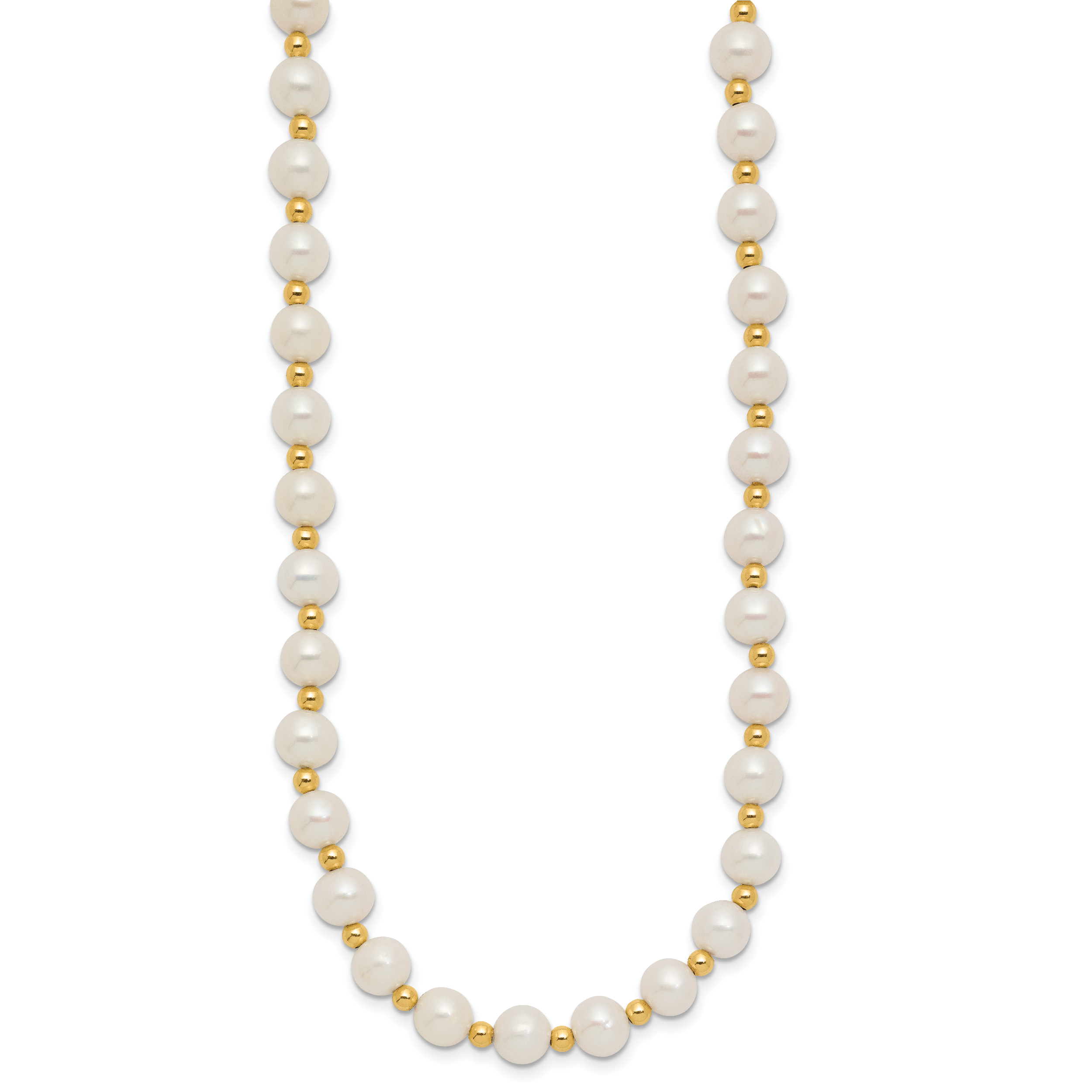 14K 6-7mm White Near Round FW Cultured Pearl Bead Necklace