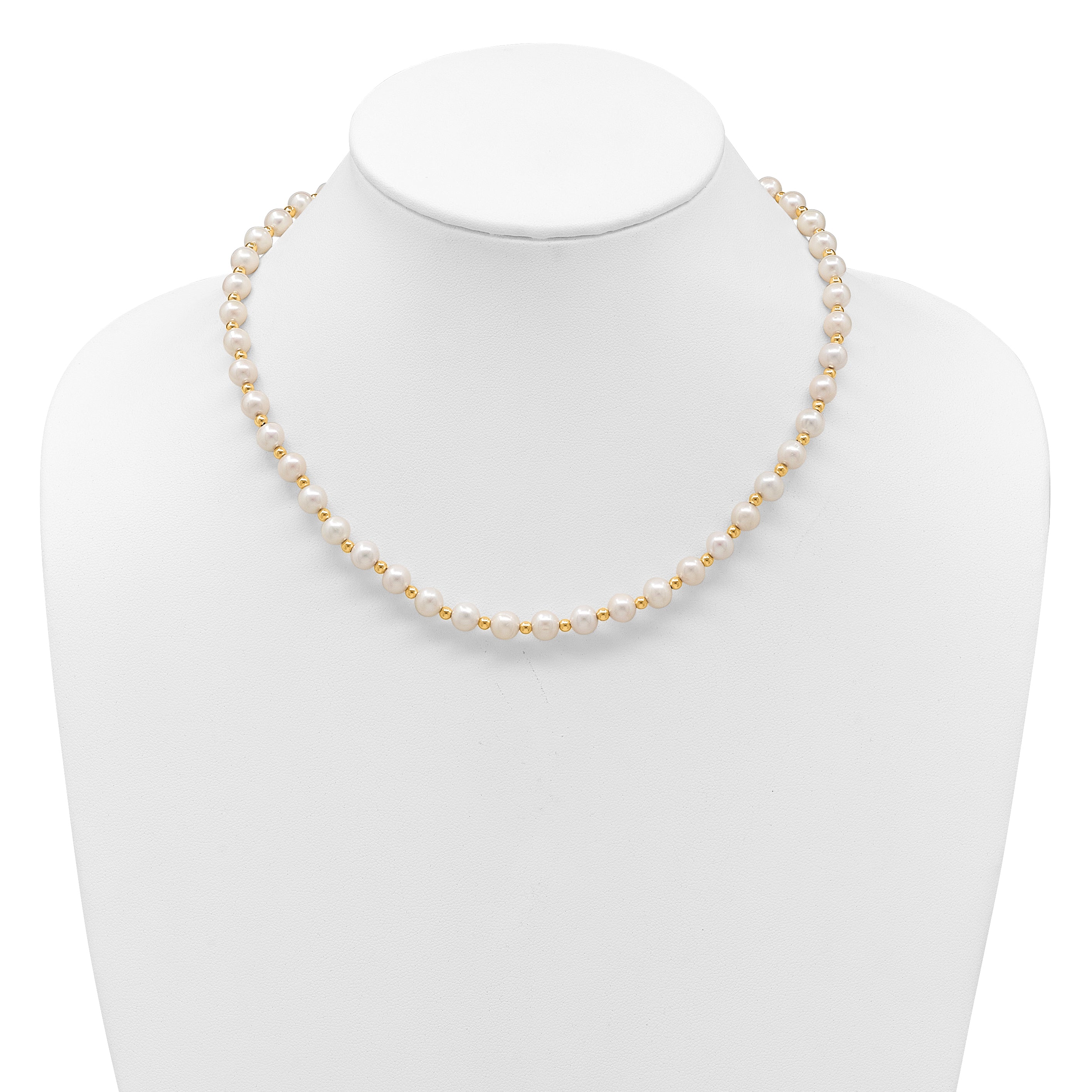 14K 6-7mm White Near Round FW Cultured Pearl Bead Necklace