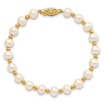 14K 6-7mm White Near Round FW Cultured Pearl Bead Bracelet