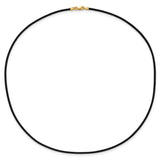 14k 1.5mm 16in Black Leather Cord Necklace