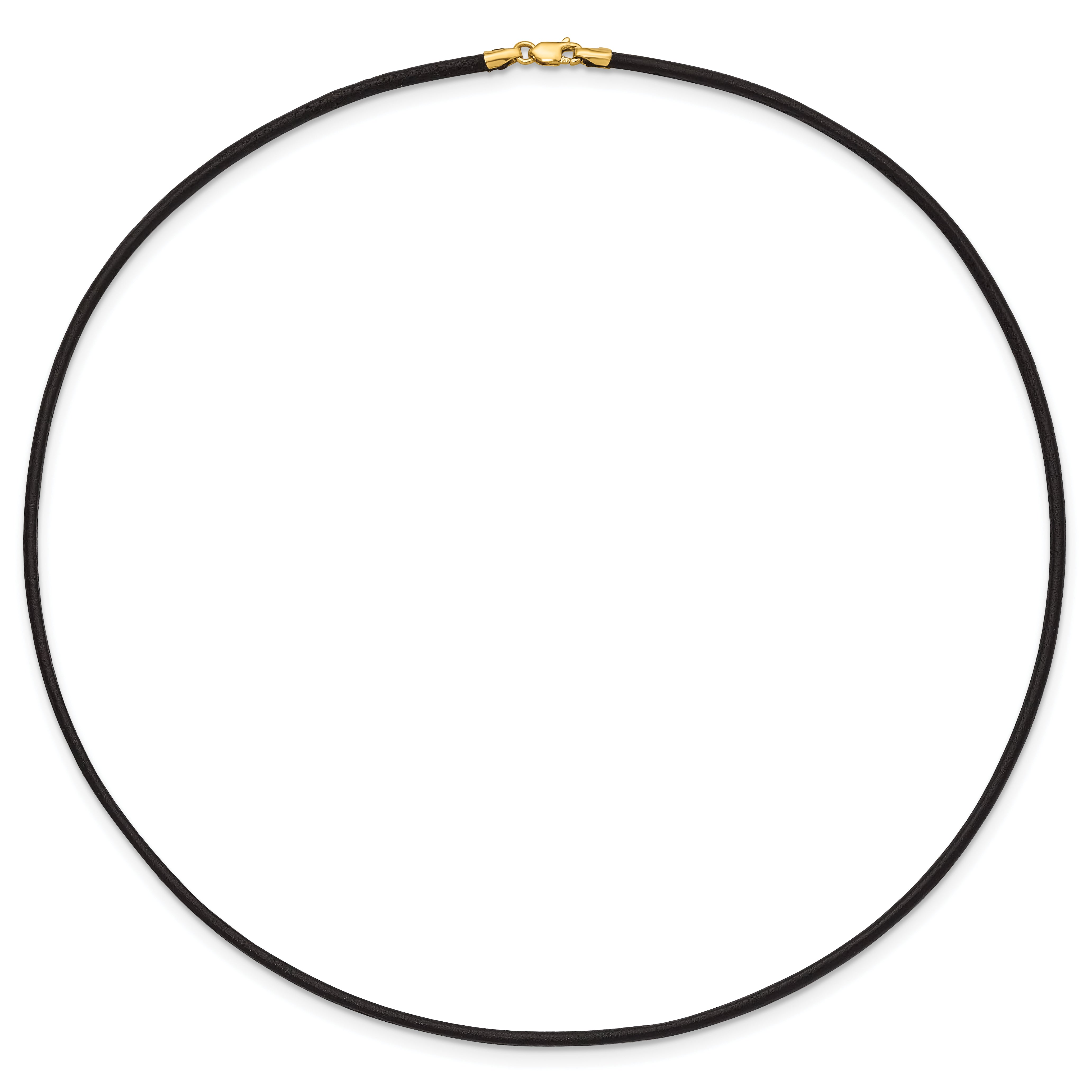14k 2mm 16in Black Leather Cord Necklace