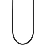 14k 3mm 18in with Yellow Clasp Black Rubber Cord Necklace
