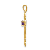 14k Polished Amethyst Cross Pendant