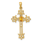 14k 5x3mm Oval Citrine cross pendant