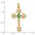 14k 5x3mm Oval Emerald cross pendant