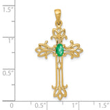 14k 5x3mm Oval Emerald cross pendant