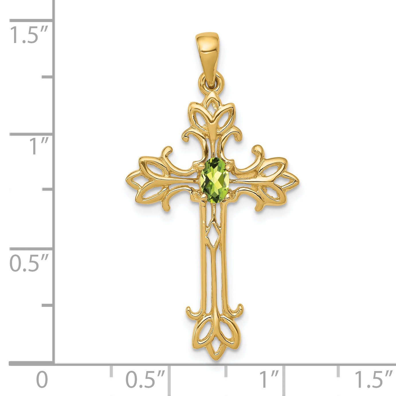 14k 5x3mm Oval Peridot cross pendant