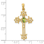 14k 5x3mm Oval Peridot cross pendant
