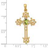 14k 5x3mm Oval Peridot cross pendant