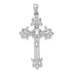 14k White Gold 5x3mm Oval Cubic Zirconia cross pendant