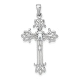14k White Gold 5x3mm Oval Cubic Zirconia cross pendant