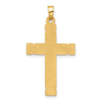 14k Polished and Grooved Hollow Diamond Cross Pendant