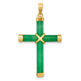 14K Polished Jade X Cross Pendant