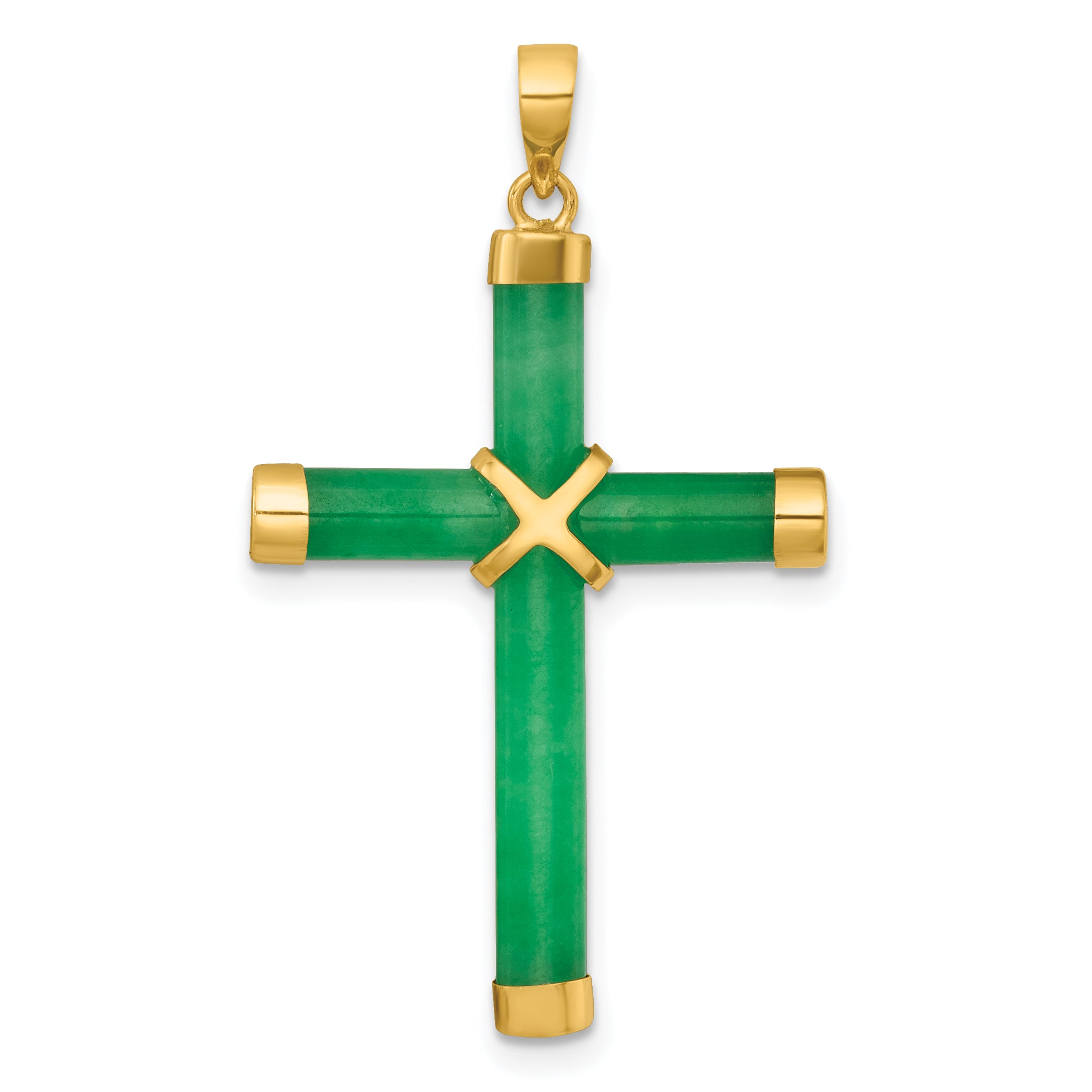 14K Polished Jade X Cross Pendant