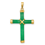 14K Polished Jade X Cross Pendant