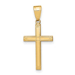 14k Solid Laser Etched Cross Pendant