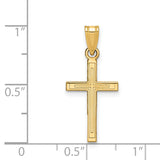 14k Solid Laser Etched Cross Pendant