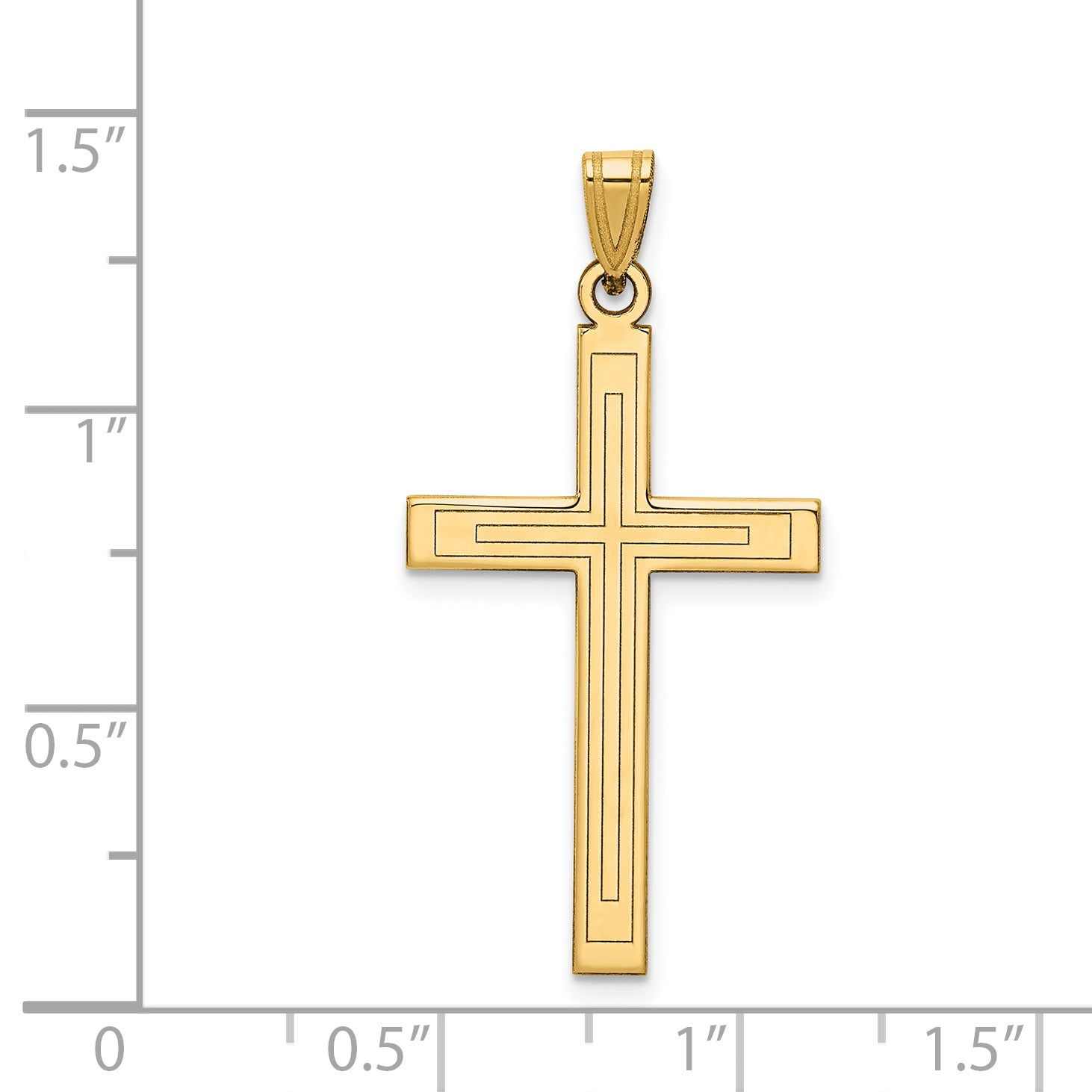 14k Solid Laser Etched Cross Pendant