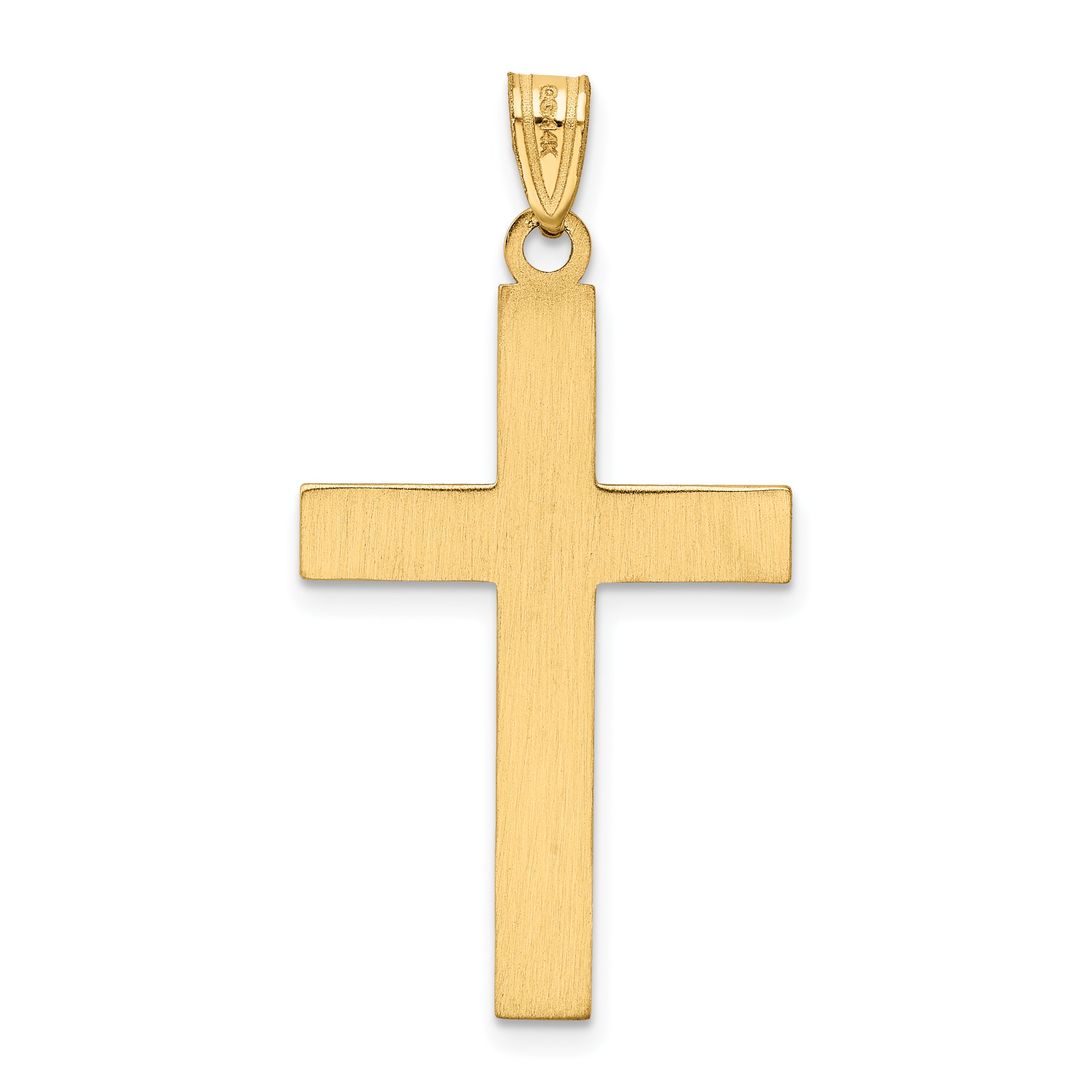 14k Solid Laser Etched Cross Pendant