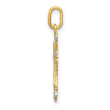 14K w/Rhodium Cross Charm