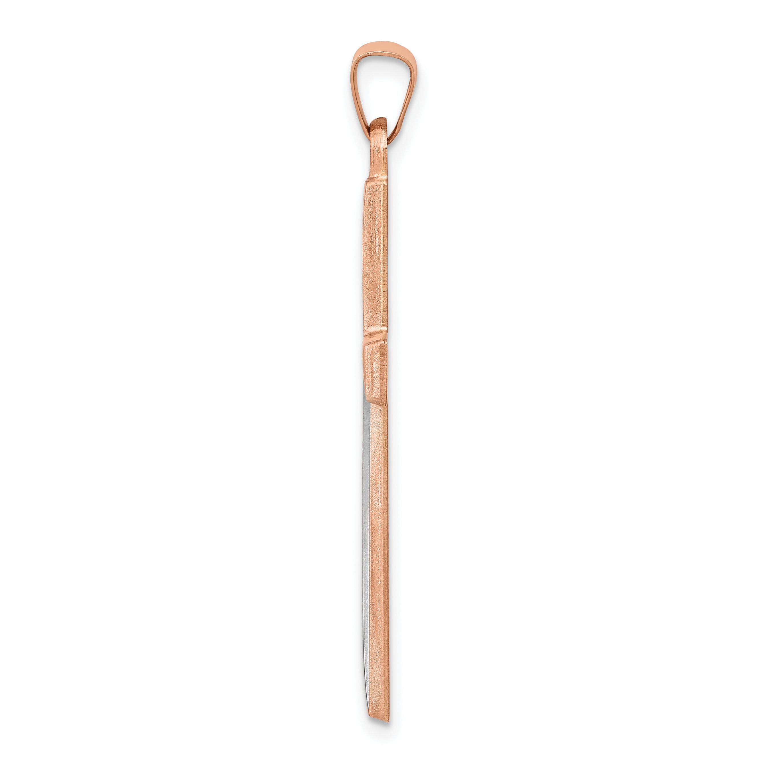14k Rose Gold Rhodium Cross Pendant