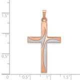 14k Rose Gold Rhodium Cross Pendant