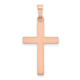 14k Rose Gold Rhodium Hollow Cross Pendant