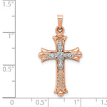 14k Two-tone Diamond Cross Pendant