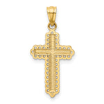 14K w/Rhodium Diamond Cut Cross Pendant
