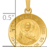 14k Polished and Satin Sacred Heart of Jesus Medal Hollow Pendant