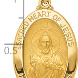 14k Polished and Satin Sacred Heart of Jesus Medal Hollow Pendant